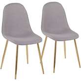 Pebble Dining Chair in Light Grey Fabric & Gold Steel (Set of 2)